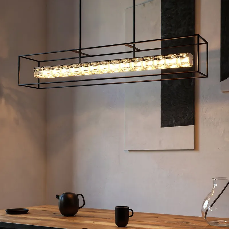 UQL6290 Glam Indoor Chandelier, 10.25''H x 48.00''W x 9.25''Dep, Matte Black Finish, Menden Collection — Urban Ambiance LED Linear Lights 38.0W 3000K