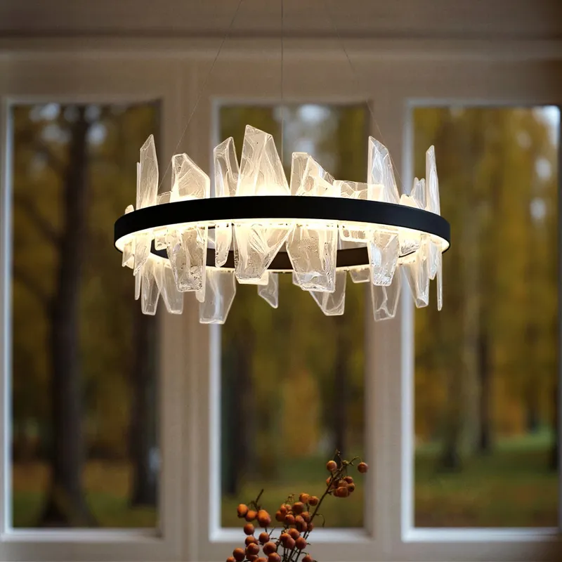 UQL6262 Modern Indoor Chandelier, 13.75''H x 30.00''W x 30.00''Dep, Matte Black Finish, Salina Collection — Urban Ambiance LED Landscape Lights 39.0W 3000K