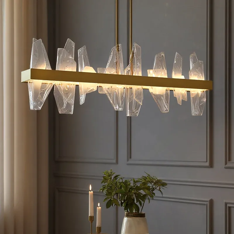 UQL6261 Modern Indoor Chandelier, 13.75''H x 42.00''W x 4.75''Dep, Soft Gold Finish, Salina Collection — Urban Ambiance LED Linear Lights 36.0W 3000K