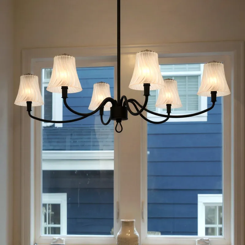 UQL6237 Traditional Indoor Chandelier, 12.00''H x 44.00''W x 26.25''Dep, Matte Black Finish, Parker Collection — Urban Ambiance LED Landscape Lights 60.0W 3000K