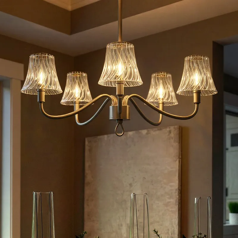 UQL6234 Traditional Indoor Chandelier, 11.50''H x 29.50''W x 29.50''Dep, Brushed Nickel Finish, Parker Collection — Urban Ambiance LED Landscape Lights 60.0W 3000K