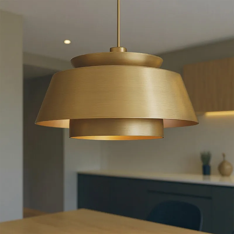 UQL6222 Contemporary Indoor Pendant, 14.00''H x 24.00''W x 24.00''Dep, Brushed Weathered Brass Finish, Murray Collection — Urban Ambiance LED Landscape Lights 100.0W 3000K
