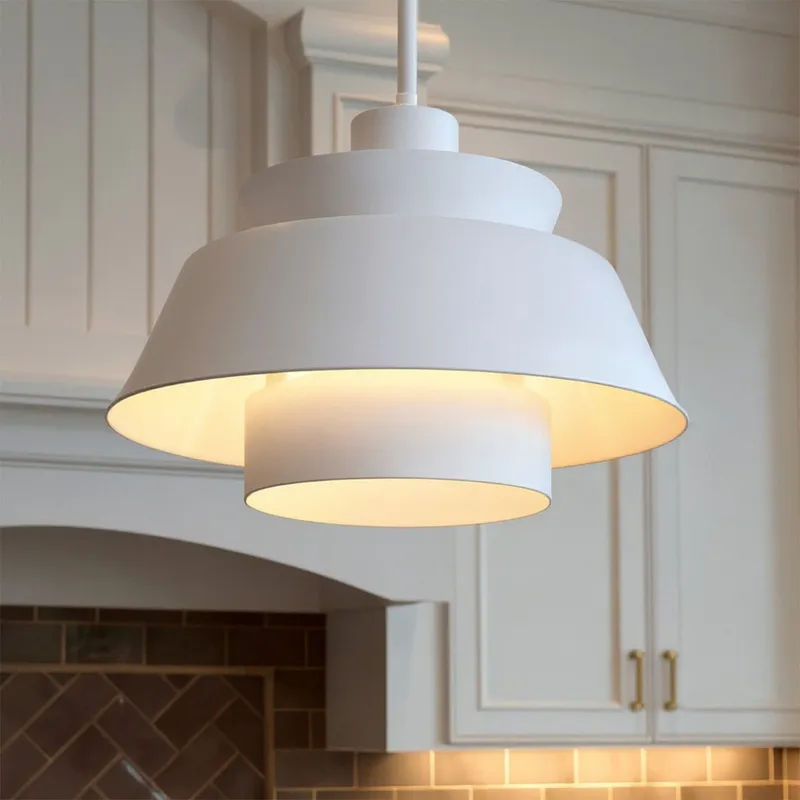 UQL6221 Contemporary Indoor Pendant, 11.25''H x 14.00''W x 14.00''Dep, Matte White Finish, Murray Collection — Urban Ambiance LED Landscape Lights 100.0W 3000K