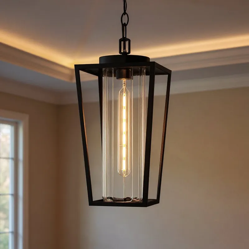 UQL6170 Traditional Indoor Pendant, 18.75''H x 8.50''W x 8.50''Dep, Matte Black Finish, Monroe Collection — Urban Ambiance LED Landscape Lights 60.0W 3000K