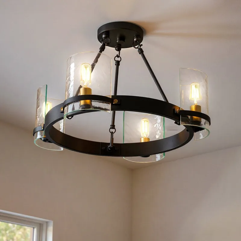 UQL6140 Tuscan Indoor Ceiling Light, 12.50''H x 20.00''W x 20.00''Dep, Matte Black Finish, Lenexa Collection — Urban Ambiance LED Post Top Lights 60.0W 3000K