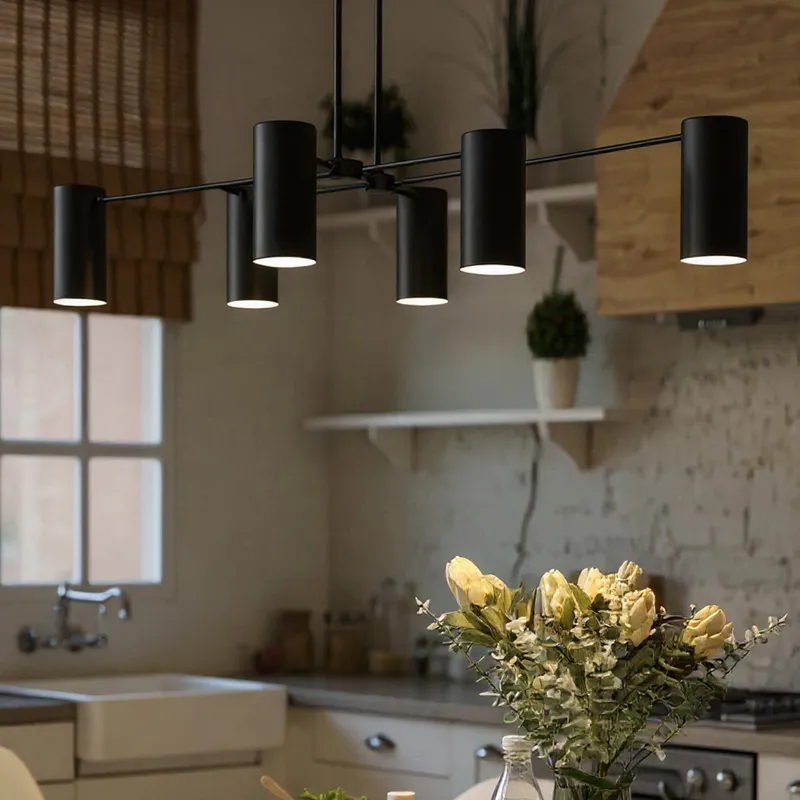 UQL6115 Minimalist Indoor Chandelier, 9.00''H x 50.00''W x 21.00''Dep, Matte Black Finish, Glendora Collection — Urban Ambiance LED Linear Lights 100.0W 3000K