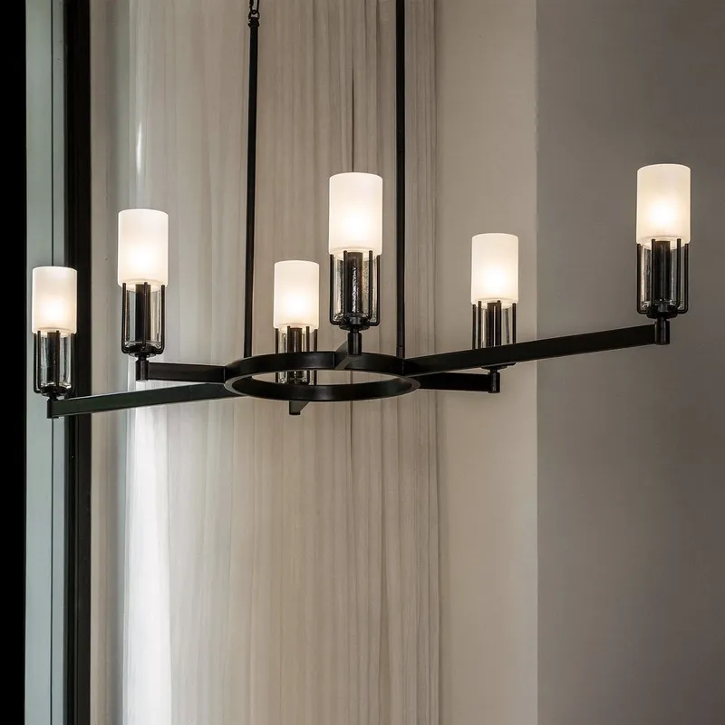 UQL6101 Transitional Indoor Chandelier, 10.25''H x 48.00''W x 18.25''Dep, Matte Black Finish, Bradenton Collection — Urban Ambiance LED Linear Lights 60.0W 3000K