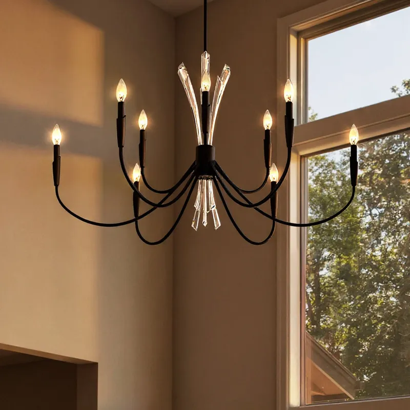 UQL6053 XL Glam Indoor Chandelier, 25.00''H x 40.00''W x 40.00''Dep, Matte Black Finish, Wheaton Collection — Urban Ambiance LED Landscape Lights 60.0W 3000K