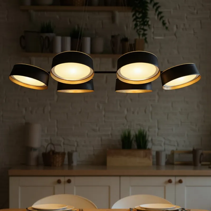 UQL6032 Modern Indoor Chandelier, 4.50''H x 40.00''W x 21.00''Dep, Matte Black Finish, Elyria Collection — Urban Ambiance LED Linear Lights 56.0W 3000K