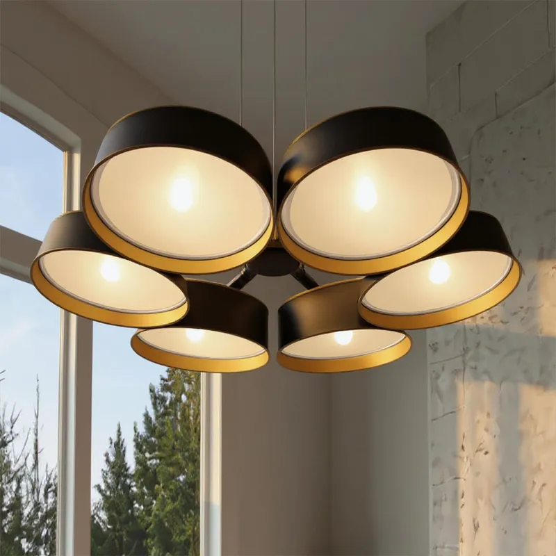 UQL6031 Modern Indoor Chandelier, 4.50''H x 26.00''W x 26.00''Dep, Matte Black Finish, Elyria Collection — Urban Ambiance LED Landscape Lights 56.0W 3000K