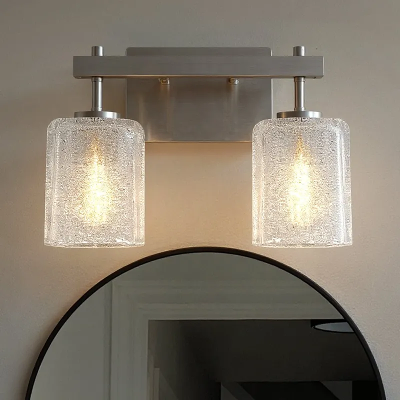 UQL6020 Contemporary Indoor Bath Light, 9.25''H x 13.50''W x 6.75''Dep, Brushed Nickel Finish, Novato Collection — Urban Ambiance LED Linear Lights 100.0W 3000K