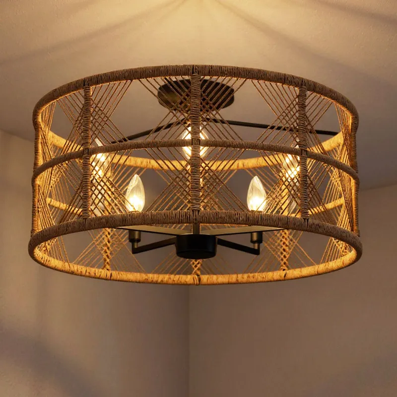 UQL5991 Bohemian Indoor Ceiling Light, 11.25''H x 22.00''W x 22.00''Dep, Matte Black Finish, Rosemead Collection — Urban Ambiance LED Post Top Lights 60.0W 3000K