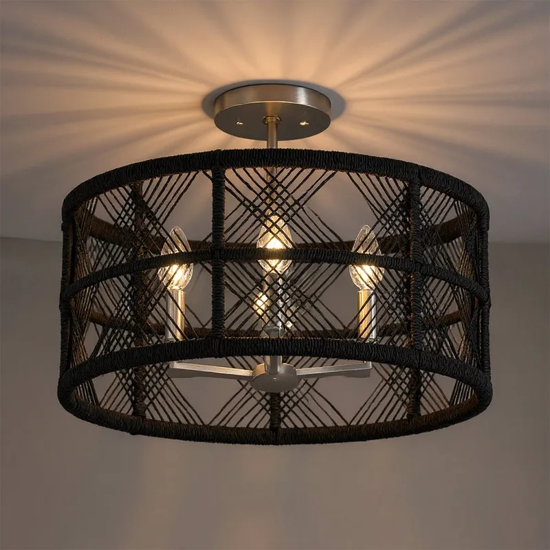 UQL5990 Bohemian Indoor Ceiling Light, 11.25''H x 22.00''W x 22.00''Dep, Antique Nickel Finish, Rosemead Collection — Urban Ambiance LED Post Top Lights 60.0W 3000K