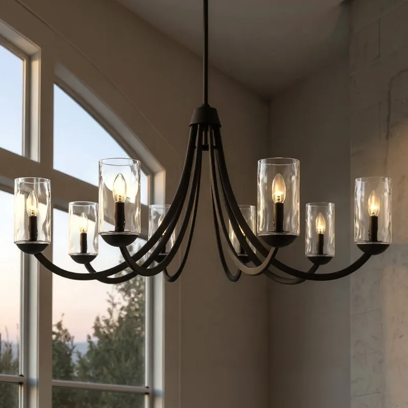 UQL5973 XL Traditional Indoor Chandelier, 22.00''H x 45.00''W x 45.00''Dep, Matte Black Finish, Shoreline Collection — Urban Ambiance LED Landscape Lights 60.0W 3000K