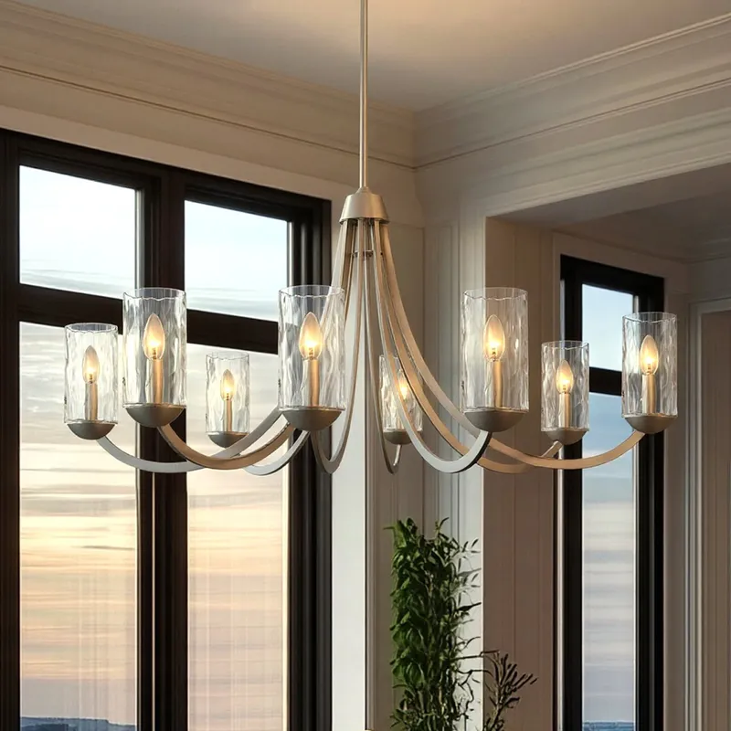 UQL5972 XL Traditional Indoor Chandelier, 22.00''H x 45.00''W x 45.00''Dep, Brushed Nickel Finish, Shoreline Collection — Urban Ambiance LED Landscape Lights 60.0W 3000K