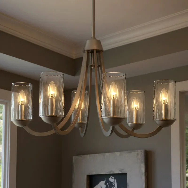 UQL5970 Traditional Indoor Chandelier, 20.00''H x 32.00''W x 32.00''Dep, Brushed Nickel Finish, Shoreline Collection — Urban Ambiance LED Landscape Lights 60.0W 3000K
