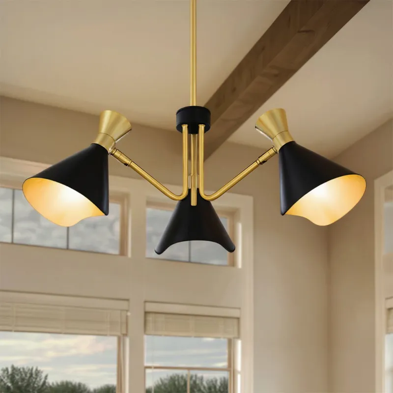 UQL5961 Luxe Industrial Indoor Chandelier, 9.00''H x 26.00''W x 26.00''Dep, Matte Black Finish, Eastvale Collection — Urban Ambiance LED Landscape Lights 60.0W 3000K