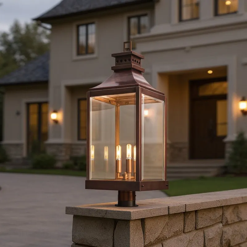 UFS1003 Transitional Outdoor Post Light 29.375''H x 9.5''W, Genuine Copper, Dark-Patina, Calderdale Collection — Urban Ambiance LED Landscape Lights 40.0W 3000K