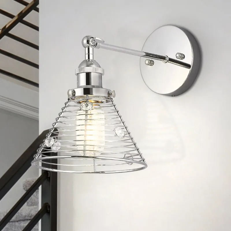 ULB2466 Modern Farmhouse Indoor Wall Sconce, 6.9"W x 11.4"D x 9.8"H, Polished Chrome Finish, Harbor Collection — Urban Ambiance LED Wall Lights 60.0W 3000K