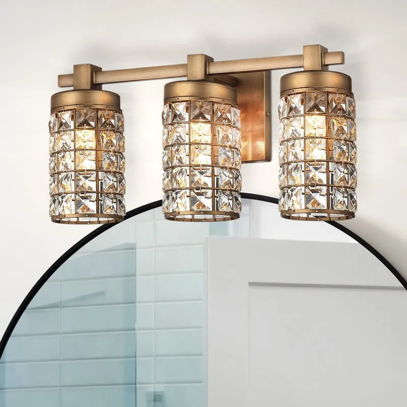 ULB2463 Mediterranean Indoor Bath Light, 20.08"W x 6.3"D x 9.69"H, Antique Brass Finish, Harbor Collection — Urban Ambiance LED Post Top Lights 60.0W 3000K