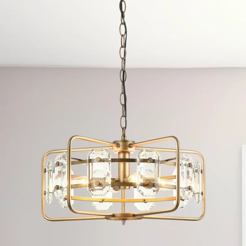 ULB2461 English Country Indoor Chandelier, 17.6"W x 17.6"D x 10"H, Antique Brass Finish, Harbor Collection — Urban Ambiance LED Landscape Lights 60.0W 3000K
