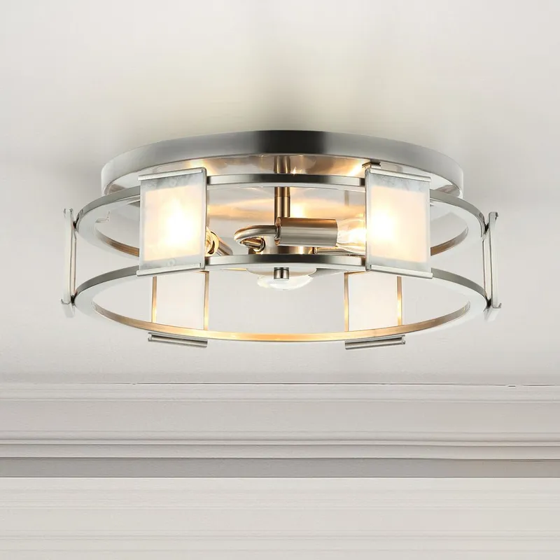 ULB2458 Contemporary Indoor Ceiling Fixture, 15"W x 15"D x 4.7"H, Brushed Nickel Finish, Harbor Collection — Urban Ambiance LED Post Top Lights 60.0W 3000K