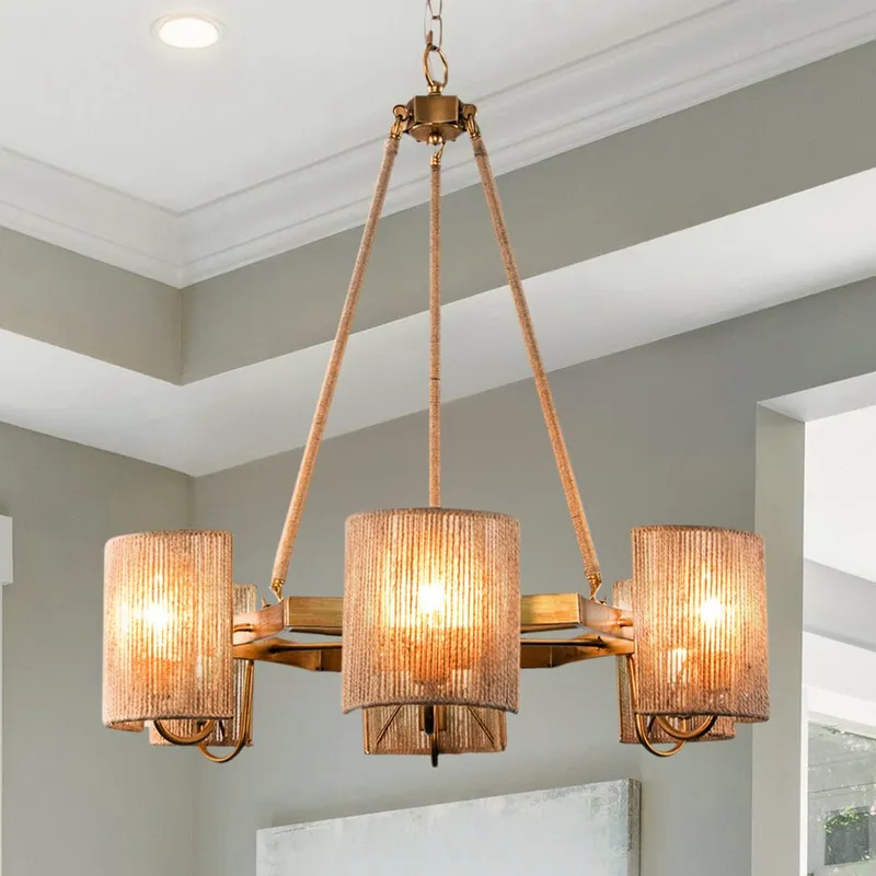 ULB2449 Mediterranean Indoor Chandelier, 28.7"W x 28.7"D x 30"H, Satin Gold Finish, Harbor Collection — Urban Ambiance LED Landscape Lights 40.0W 3000K