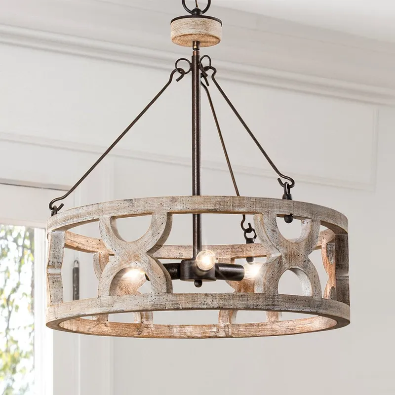 ULB2422 Farmhouse Indoor Chandelier, 20.5"W x 20.5"D x 20.9"H, Distressed Gray Finish, Harbor Collection — Urban Ambiance LED Landscape Lights 40.0W 3000K