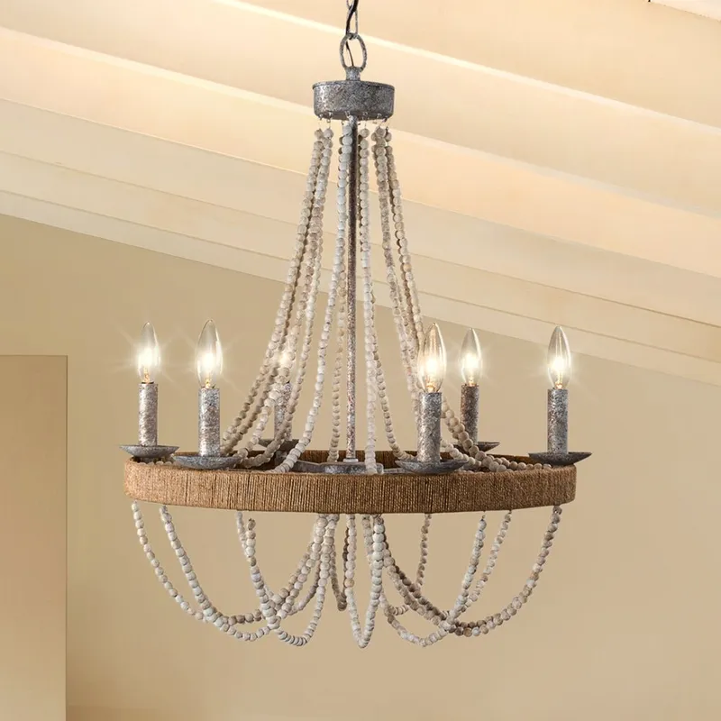 ULB2420 Coastal Indoor Chandelier, 23.6"W x 23.6"D x 22.7"H, Distressed Gray Finish, Harbor Collection — Urban Ambiance LED Landscape Lights 40.0W 3000K
