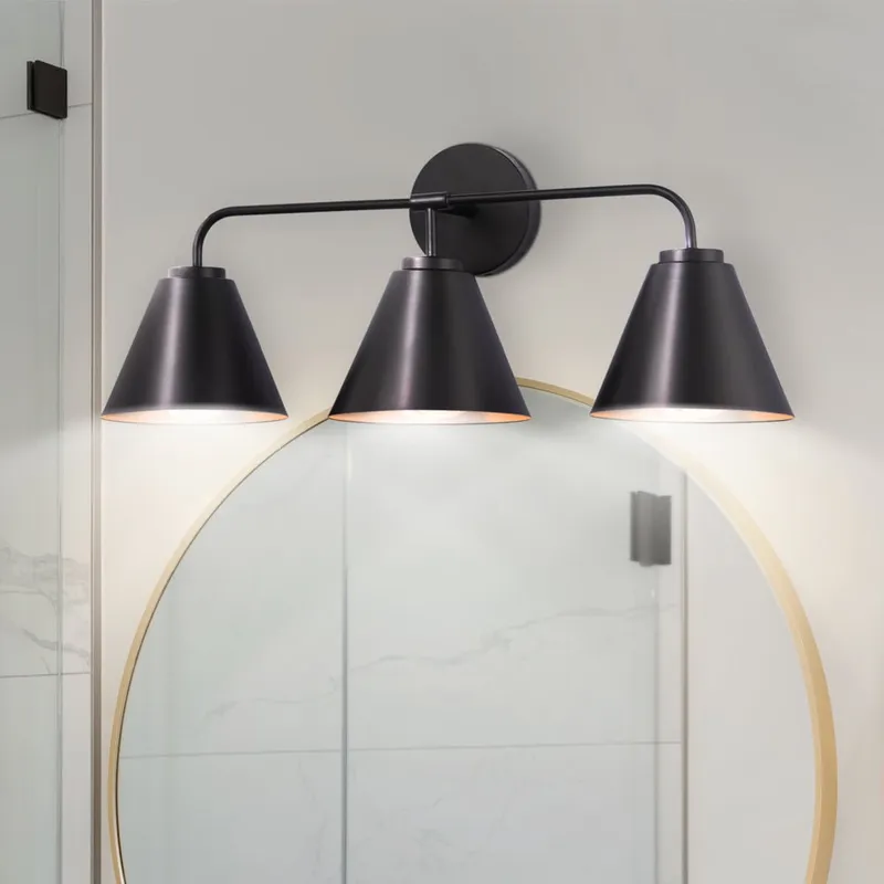 ULB2403 Mid Century Modern Indoor Bath Light, 25.38"W x 7"D x 10.5"H, Matte Black Finish, Marais Collection — Urban Ambiance LED Linear Lights 60.0W 3000K