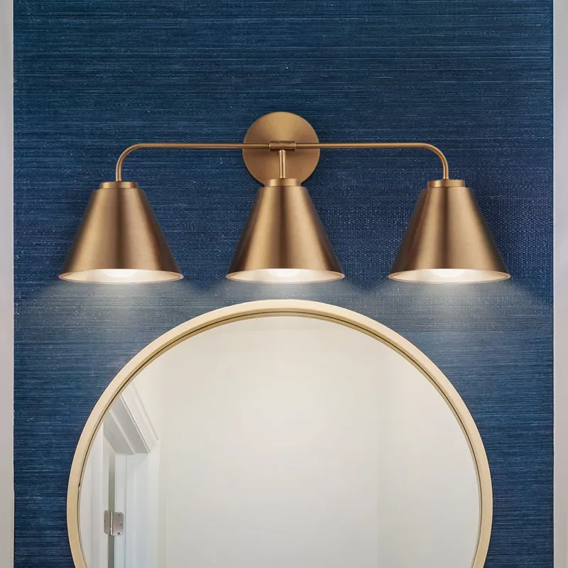 ULB2401 Mid Century Modern Indoor Bath Light, 25.38"W x 7"D x 10.5"H, Satin Gold Finish, Marais Collection — Urban Ambiance LED Linear Lights 60.0W 3000K