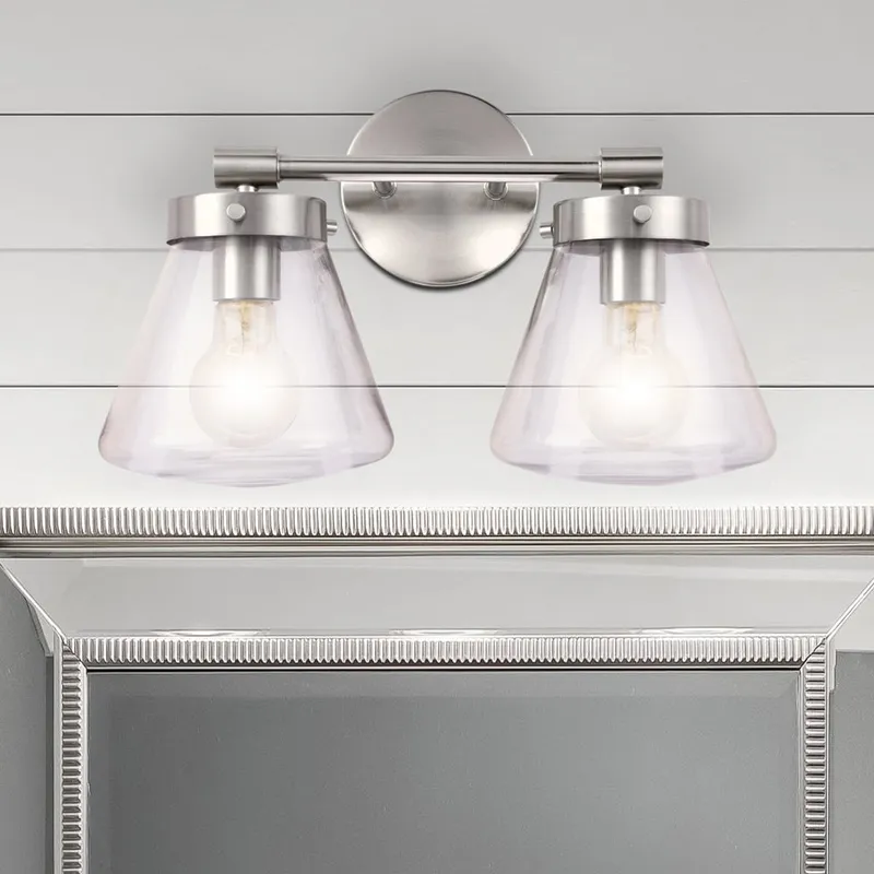 ULB2380 Contemporary Indoor Bath Light, 15.25"W x 7.67"D x 10.1"H, Brushed Nickel Finish, Havasu Collection — Urban Ambiance LED Linear Lights 40.0W 3000K