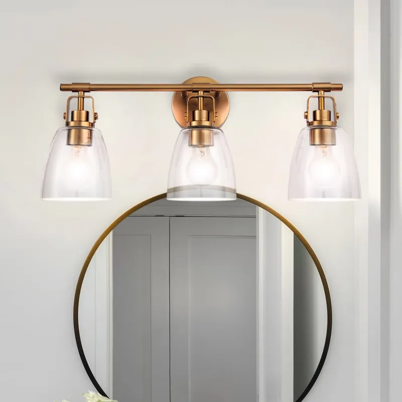 ULB2373 Modern Farmhouse Indoor Bath Light, 24"W x 7"D x 10.5"H, Satin Gold Finish, Wimberley Collection — Urban Ambiance LED Linear Lights 60.0W 3000K