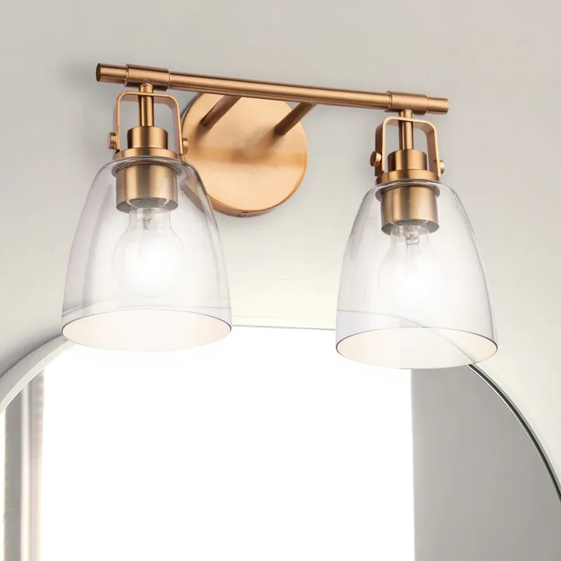 ULB2372 Modern Farmhouse Indoor Bath Light, 14.56"W x 7"D x 10.6"H, Satin Gold Finish, Wimberley Collection — Urban Ambiance LED Linear Lights 60.0W 3000K