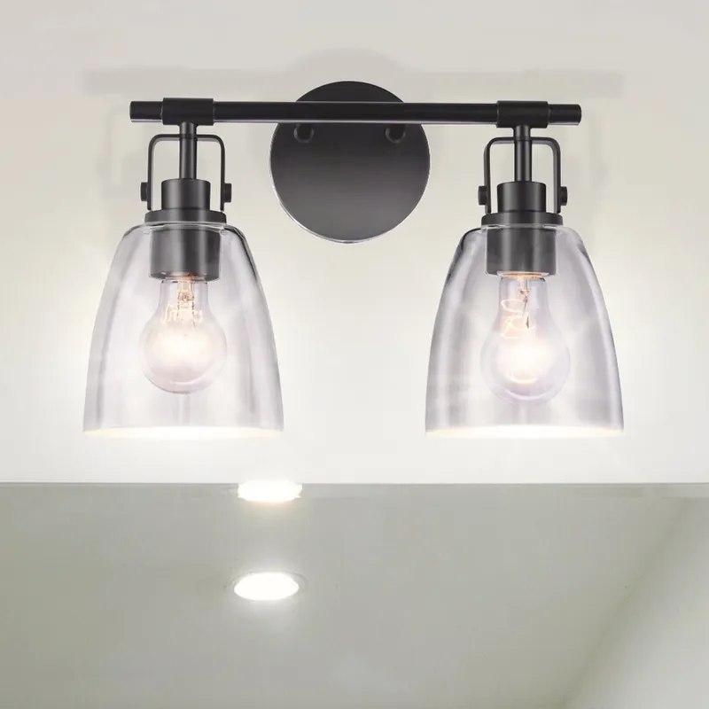 ULB2370 Modern Farmhouse Indoor Bath Light, 14.56"W x 7"D x 10.6"H, Matte Black Finish, Wimberley Collection — Urban Ambiance LED Linear Lights 60.0W 3000K