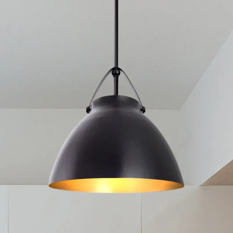 ULB2351 Luxe Industrial Indoor Pendant, 14.17"W x 14.17"D x 15.8"H, Matte Black Finish, Bayfield Collection — Urban Ambiance LED Landscape Lights 60.0W 3000K