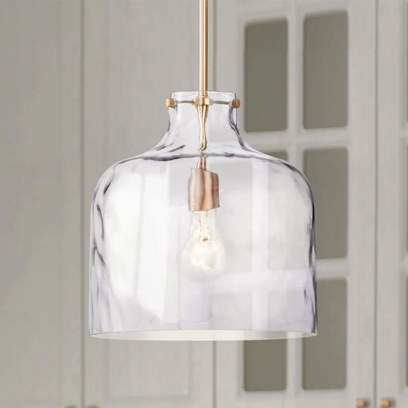 ULB2341 Farmhouse Indoor Pendant, 11.38"W x 11.38"D x 71"H, Satin Gold Finish, Wolfeboro Collection — Urban Ambiance LED Landscape Lights 60.0W 3000K