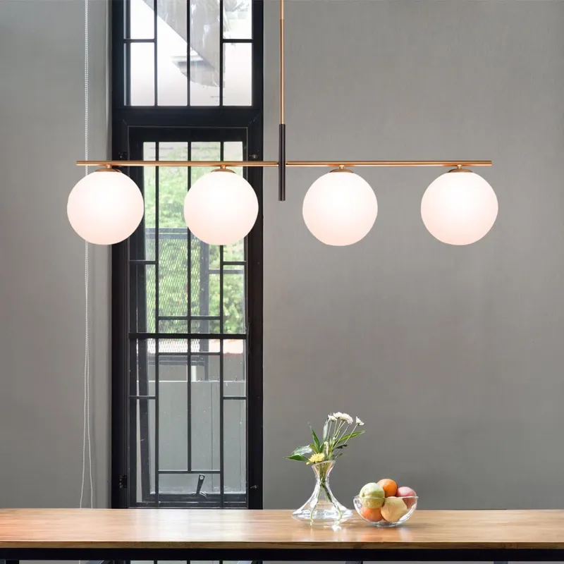 ULB2331 Mid Century Modern Indoor Chandelier, 45.37"W x 8"D x 13"H, Satin Gold Finish, Traverse Collection — Urban Ambiance LED Linear Lights 40.0W 3000K