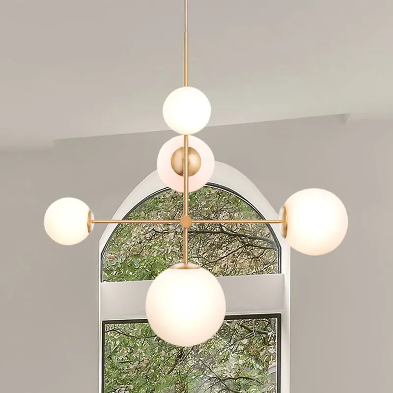 ULB2330 Mid Century Modern Indoor Chandelier, 36.75"W x 36.75"D x 43.5"H, Satin Gold Finish, Traverse Collection — Urban Ambiance LED Landscape Lights 40.0W 3000K