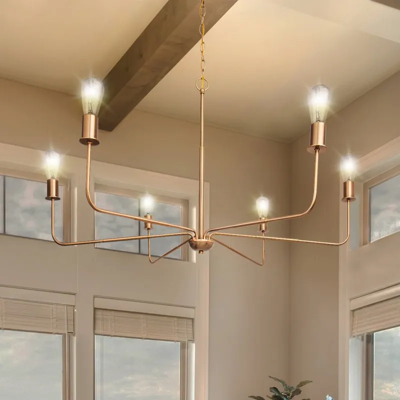 ULB2321 Modern Indoor Chandelier, 42"W x 42"D x 79"H, Satin Gold Finish, Clermont Collection — Urban Ambiance LED Landscape Lights 60.0W 3000K