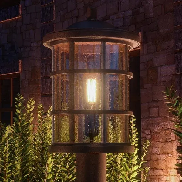 UQL1047 Craftsman Outdoor Post Light, 17.25"H x 10"W, Parisian Bronze Finish, Vienna Collection, Marine-Grade Construction — Urban Ambiance LED Lighting Controls  3000K