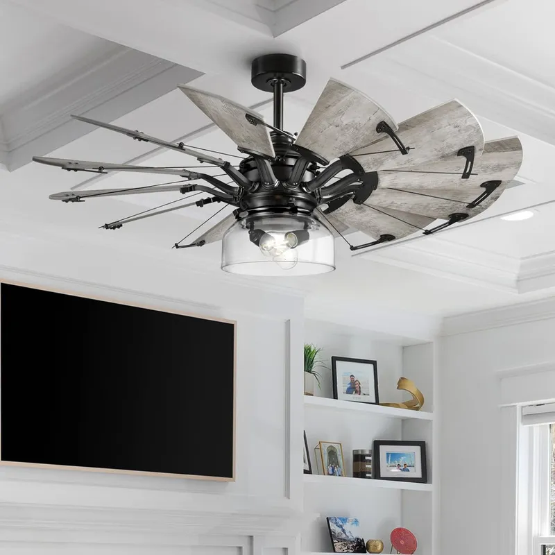 UHP9482 Tuscan Indoor Ceiling Fan, 24-1/8''H x 52"W x 52''D, Matte Black Finish, Saybrook Collection — Urban Ambiance LED Post Top Lights  3000K