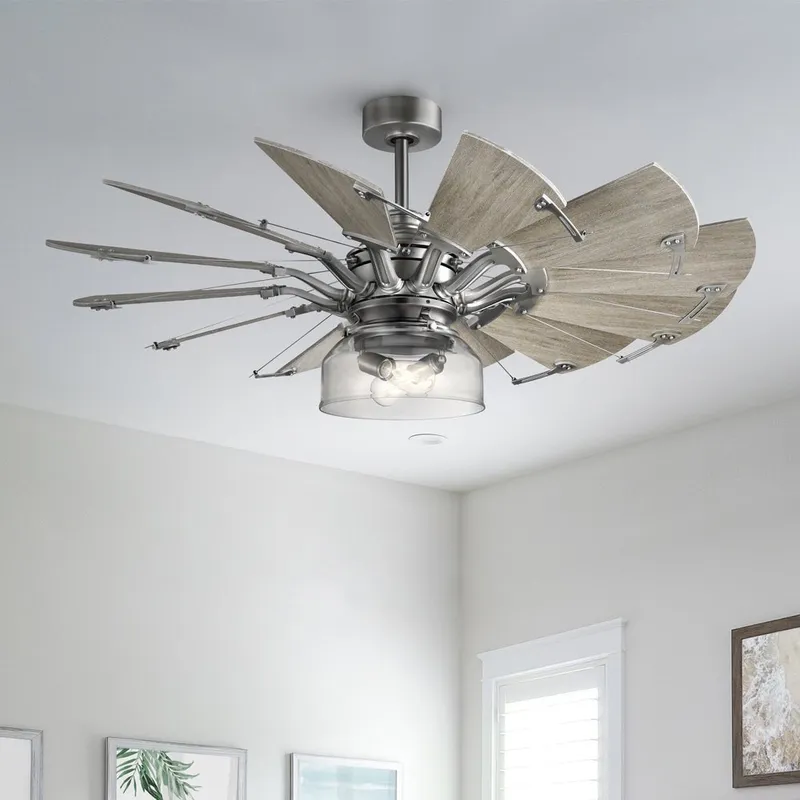 UHP9481 Tuscan Indoor Ceiling Fan, 24-1/8''H x 52"W x 52''D, Antique Nickel Finish, Saybrook Collection — Urban Ambiance LED Post Top Lights 7.0W 3000K