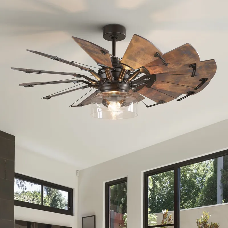 UHP9480 Tuscan Indoor Ceiling Fan, 24-1/8''H x 52"W x 52''D, Architectural Bronze Finish, Saybrook Collection — Urban Ambiance LED Post Top Lights 7.0W 3000K