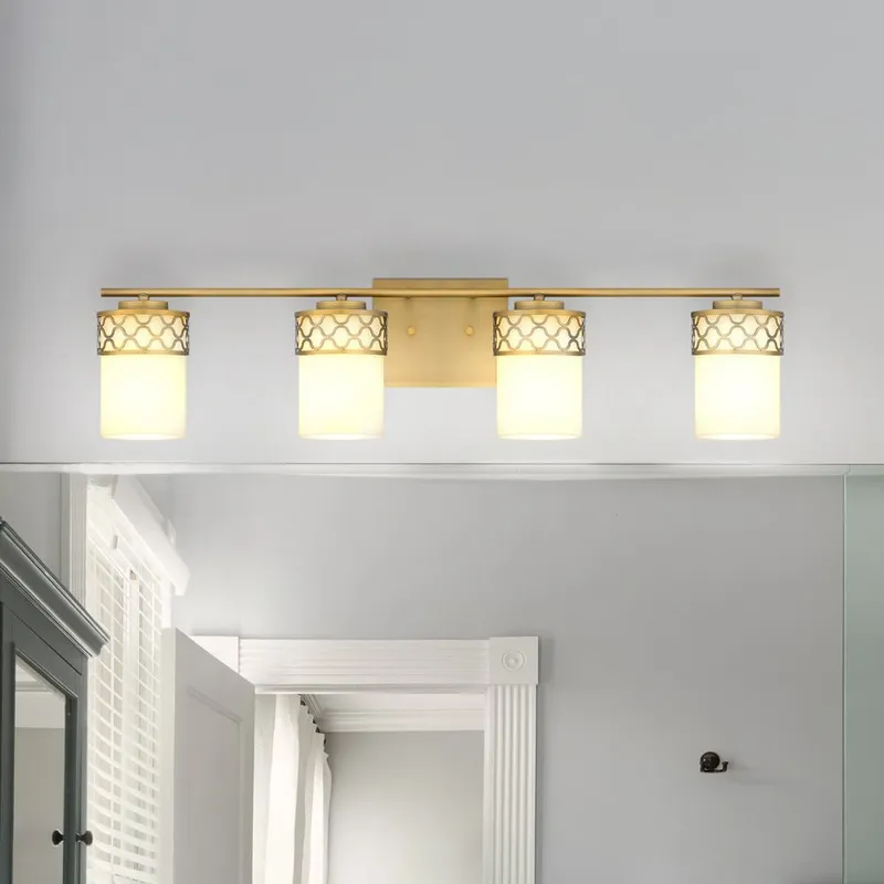 UQL5932 Modern Indoor Bath Light, 7.5''H x 32''W x 6''D, Aged Brass Finish, Bayreuth Collection — Urban Ambiance LED Linear Lights 100.0W 3000K