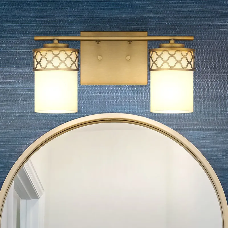 UQL5930 Modern Indoor Bath Light, 7.5''H x 15''W x 6''D, Aged Brass Finish, Bayreuth Collection — Urban Ambiance LED Smart & Connected Lighting 100.0W 3000K