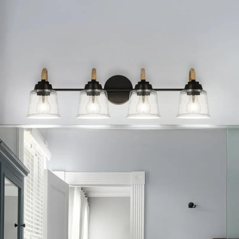 UQL5882 Coastal Indoor Bath Light, 8.25''H x 31''W x 7.75''D, Matte Black Finish, Leyton Collection — Urban Ambiance LED Linear Lights 100.0W 3000K