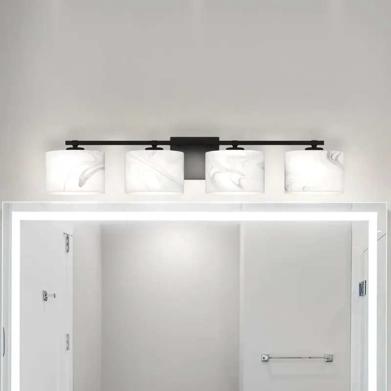 UQL5552 Contemporary Indoor Bath Light, 6.25''H x 32.75''W x 5.25''D, Matte Black Finish, Nowra Collection — Urban Ambiance LED Linear Lights 40.0W 3000K