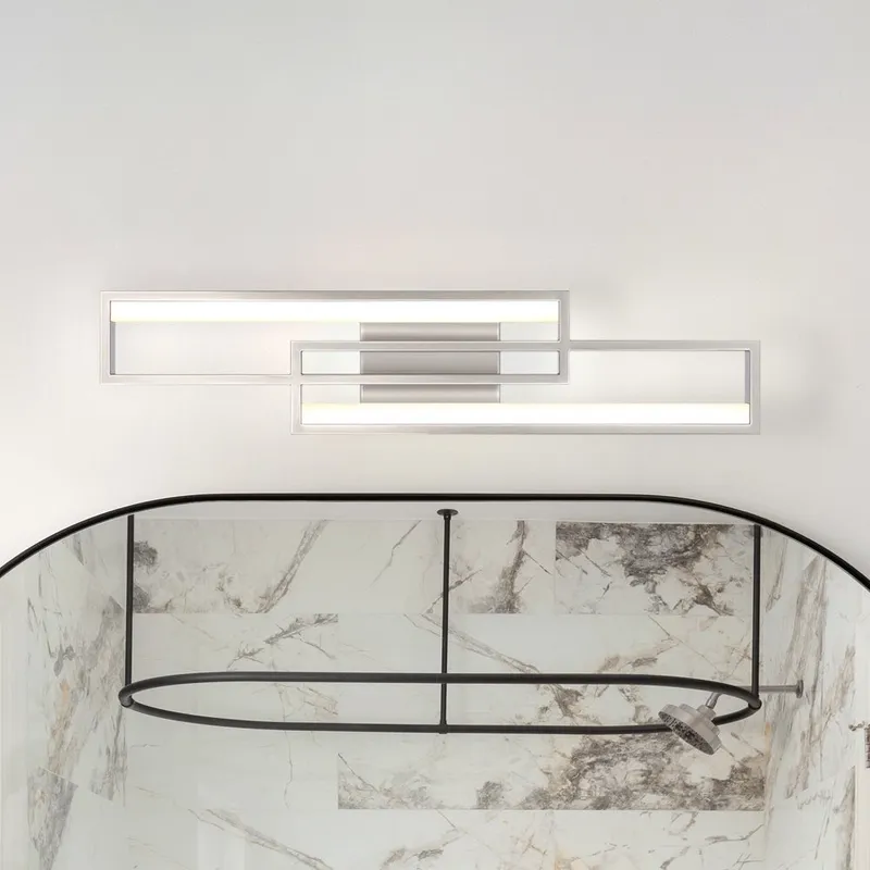 UQL5490 Minimalist Indoor Bath Light, 5''H x 23.5''W x 2.75''D, Painted Brushed Nickel Finish, Dunseith Collection — Urban Ambiance LED Linear Lights 8.0W 3000K