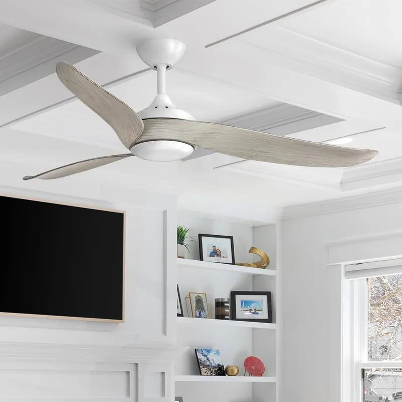 UHP9521 Mid Century Modern Indoor Ceiling Fan, 14-1/16''H x 52"W x 52''D, Satin White Finish, Wetzlar Collection — Urban Ambiance LED Post Top Lights 20.0W 3000K